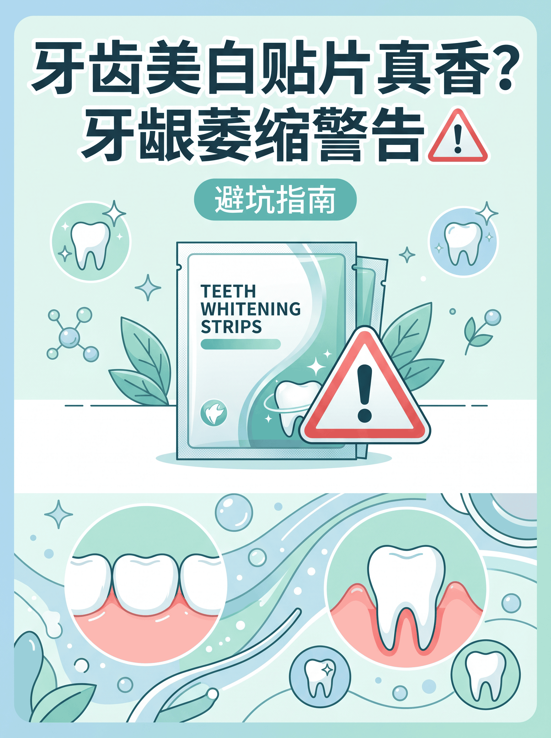 牙齿美白贴片真香？牙龈萎缩警告⚠️