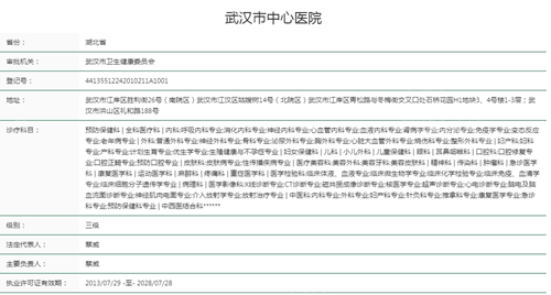 武汉市中心医院登记号查询