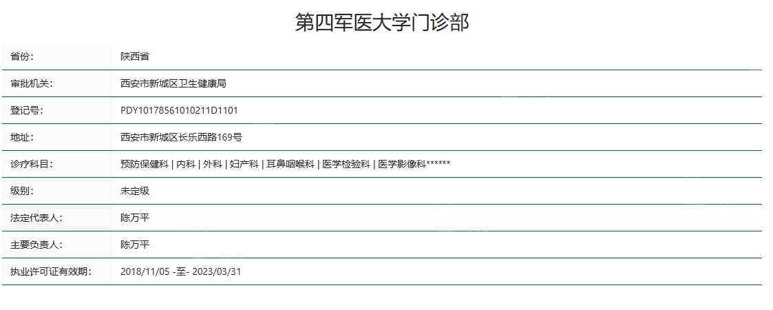 第四军医大学门诊部资质