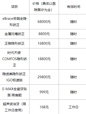 上海美莱口腔价格表汇总,e-max全瓷牙贴面只要999元