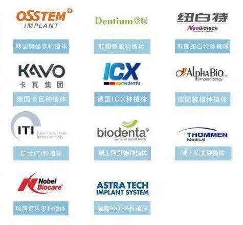 国内常见的种植牙品牌