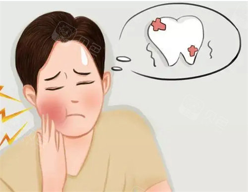牙齿疼痛卡通示意图