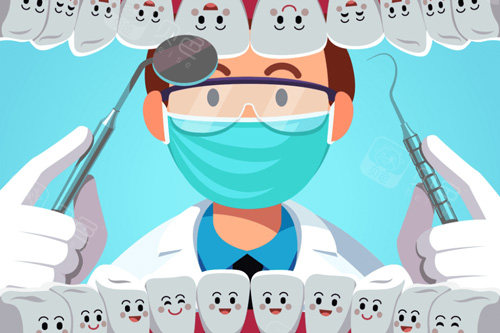 医生检查牙齿卡通图
