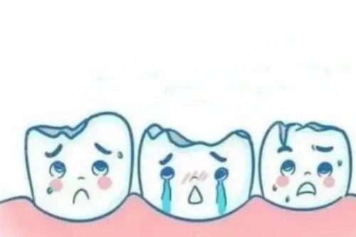 牙齿缺损卡通展示图